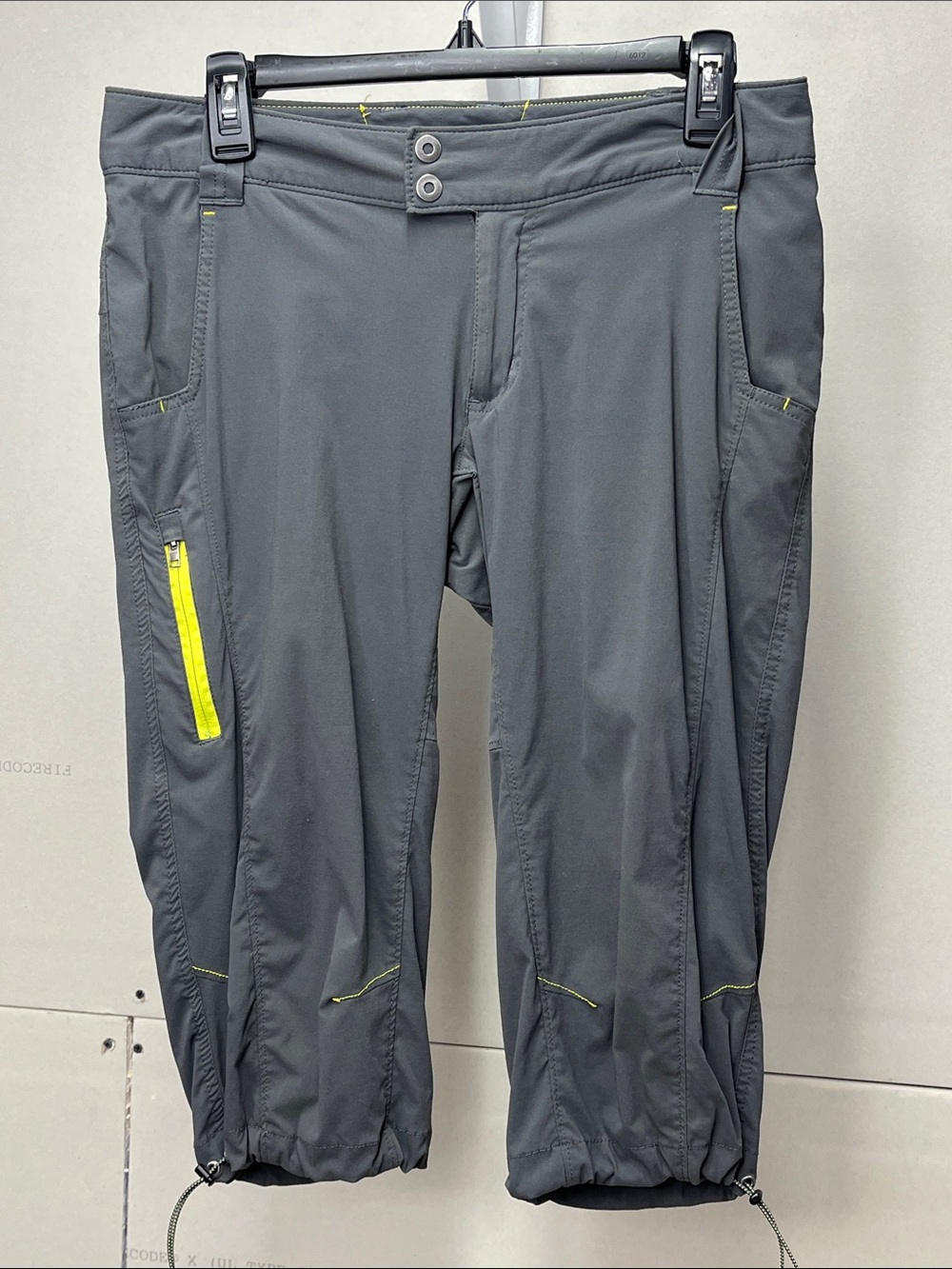 Women's Grey Active Capris with Omnishield Technology-Yellow Accent